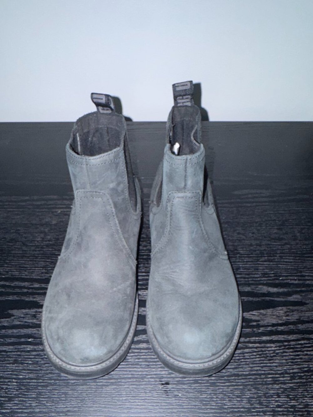 UGG Girls Bolden Weather Chelsea Boots, Charcoal / Dark Grey Leather, Size: 3